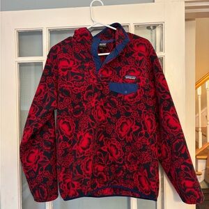 Patagonia Red and Blue Floral Pullover
